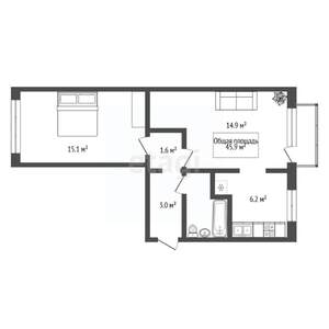 2-к квартира, вторичка, 46м2, 5/5 этаж