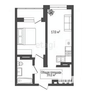 2-к квартира, вторичка, 39м2, 4/19 этаж