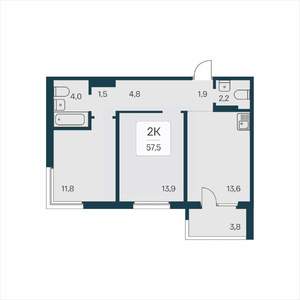 2-к квартира, вторичка, 58м2, 4/17 этаж