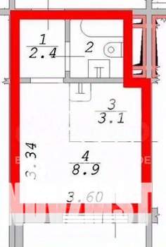 Студия квартира, вторичка, 19м2, 9/17 этаж