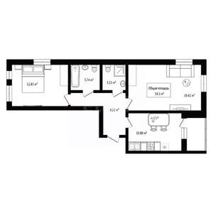 2-к квартира, вторичка, 57м2, 3/10 этаж