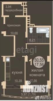 1-к квартира, вторичка, 49м2, 1/25 этаж