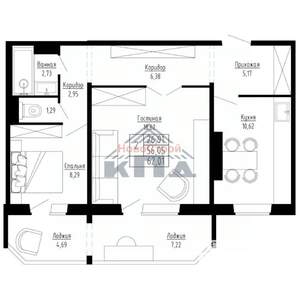 2-к квартира, строящийся дом, 62м2, 15/15 этаж