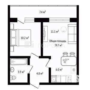 1-к квартира, вторичка, 40м2, 1/17 этаж