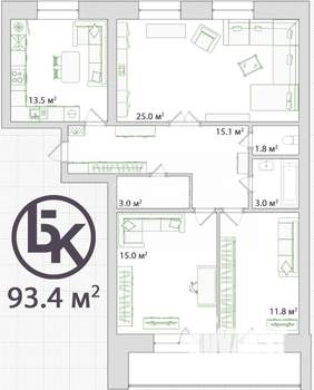 3-к квартира, вторичка, 93м2, 5/9 этаж