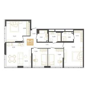 5-к квартира, вторичка, 122м2, 24/24 этаж