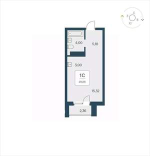 Студия квартира, вторичка, 30м2, 19/25 этаж