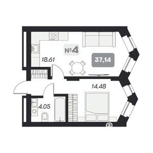 1-к квартира, вторичка, 37м2, 8/13 этаж