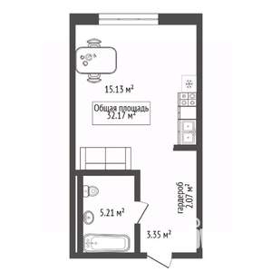 Студия квартира, вторичка, 32м2, 3/26 этаж