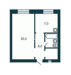1-к квартира, вторичка, 34м2, 7/9 этаж