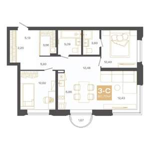 3-к квартира, вторичка, 81м2, 4/24 этаж