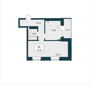 1-к квартира, вторичка, 52м2, 12/25 этаж