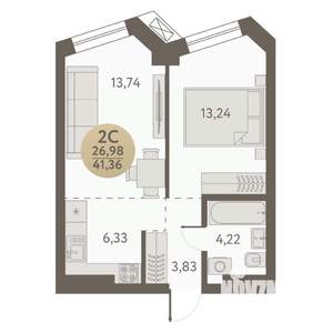 2-к квартира, вторичка, 41м2, 13/31 этаж