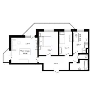 3-к квартира, вторичка, 86м2, 18/18 этаж