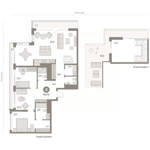 2-к квартира, вторичка, 155м2, 24/24 этаж