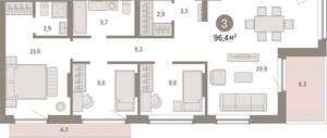 3-к квартира, вторичка, 96м2, 9/12 этаж