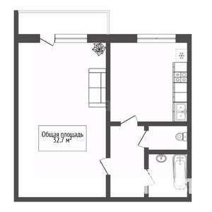 1-к квартира, вторичка, 33м2, 3/9 этаж