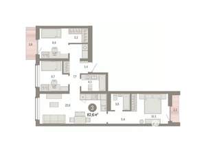 3-к квартира, вторичка, 83м2, 3/8 этаж