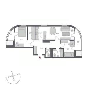 3-к квартира, строящийся дом, 81м2, 11/24 этаж