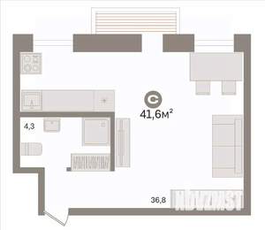 Студия квартира, вторичка, 42м2, 5/5 этаж
