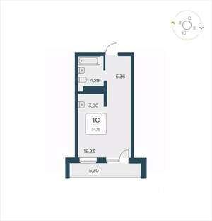Студия квартира, вторичка, 34м2, 24/25 этаж