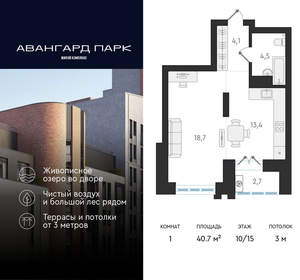 1-к квартира, вторичка, 41м2, 10/20 этаж