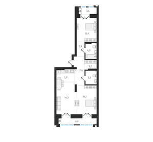 3-к квартира, вторичка, 69м2, 15/20 этаж