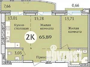 2-к квартира, сданный дом, 66м2, 22/23 этаж