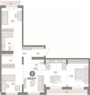 3-к квартира, вторичка, 100м2, 8/9 этаж