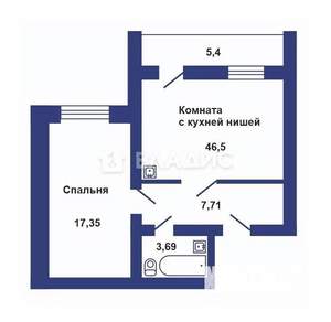 1-к квартира, вторичка, 47м2, 12/12 этаж