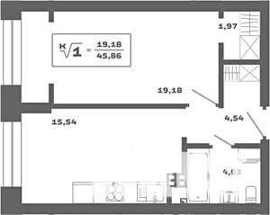 1-к квартира, вторичка, 46м2, 3/25 этаж