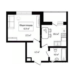 1-к квартира, вторичка, 43м2, 7/18 этаж