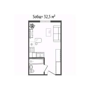 Студия квартира, вторичка, 33м2, 1/10 этаж