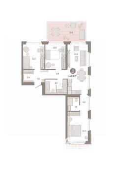 3-к квартира, вторичка, 114м2, 2/9 этаж