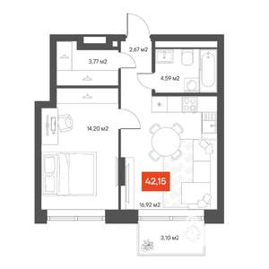 1-к квартира, вторичка, 43м2, 2/10 этаж