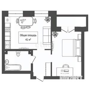 1-к квартира, вторичка, 41м2, 1/13 этаж