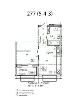 Студия квартира, вторичка, 34м2, 4/15 этаж