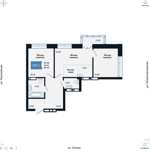 3-к квартира, вторичка, 54м2, 5/25 этаж