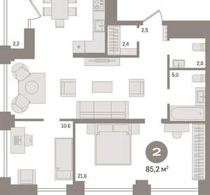 2-к квартира, вторичка, 85м2, 16/30 этаж