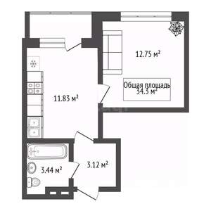 1-к квартира, вторичка, 34м2, 2/29 этаж