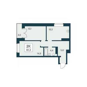 2-к квартира, вторичка, 61м2, 27/30 этаж