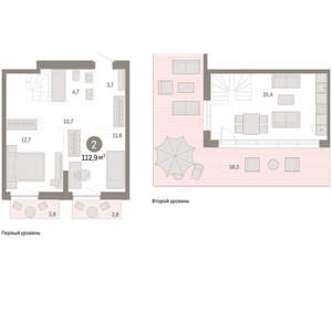 2-к квартира, вторичка, 113м2, 8/17 этаж