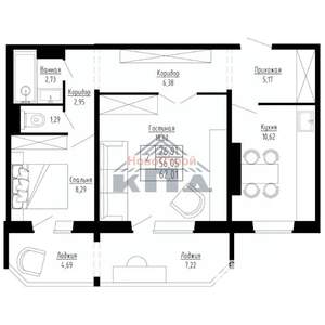 2-к квартира, строящийся дом, 62м2, 1/15 этаж