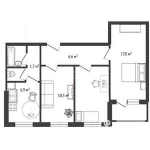 3-к квартира, вторичка, 58м2, 9/9 этаж