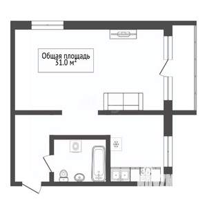 1-к квартира, вторичка, 31м2, 3/5 этаж