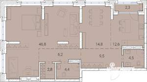 4-к квартира, вторичка, 104м2, 23/25 этаж