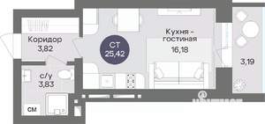 Студия квартира, вторичка, 25м2, 2/15 этаж