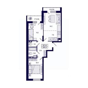 3-к квартира, вторичка, 64м2, 14/15 этаж