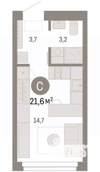 Студия квартира, вторичка, 22м2, 1/6 этаж
