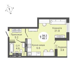 Студия квартира, вторичка, 40м2, 15/17 этаж